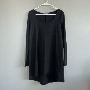 Bryn Walker High-low Hem Tunic Size S Black Long Sleeve Lagenlook Made In USA